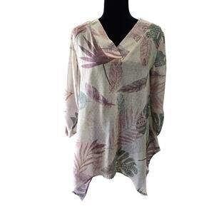 Indigo Soul Women's Palm Fronds Tunic Small Breezy Beachy Boho Resort Wear